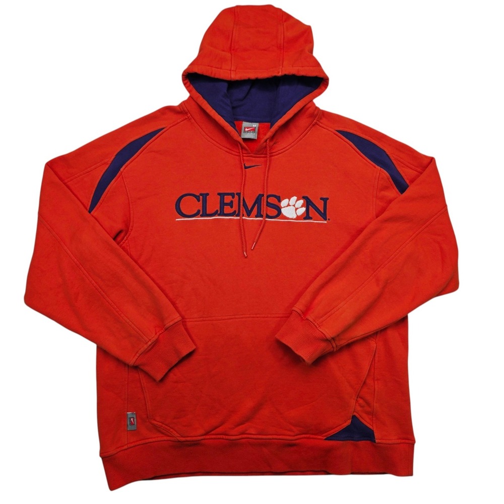 Nike Clemson Tigers Hoodie Mens Medium Orange Purple Pullover Sweatshirt